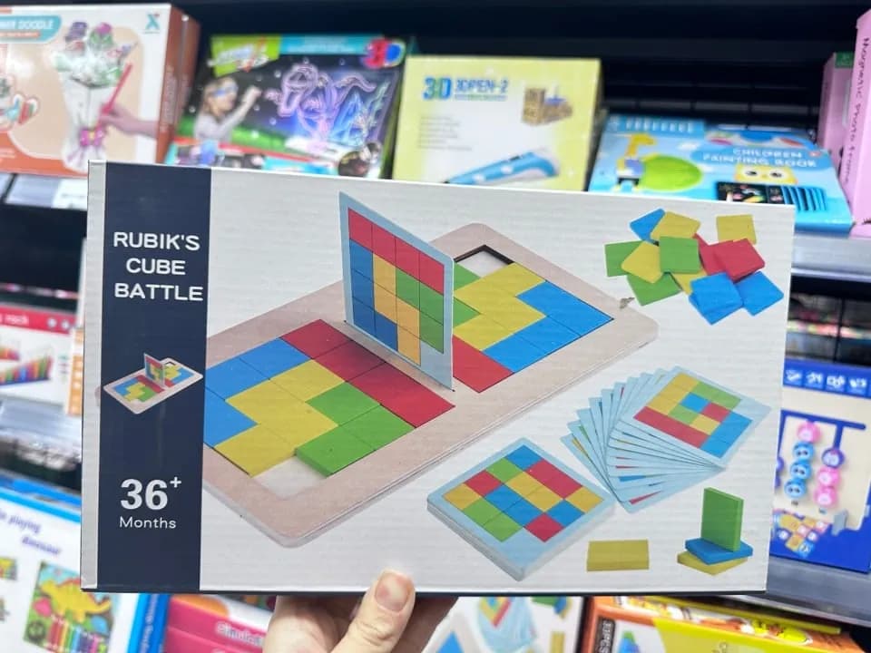 Gra Rubik's Cube Battle drewniana układanka logiczna z kartami