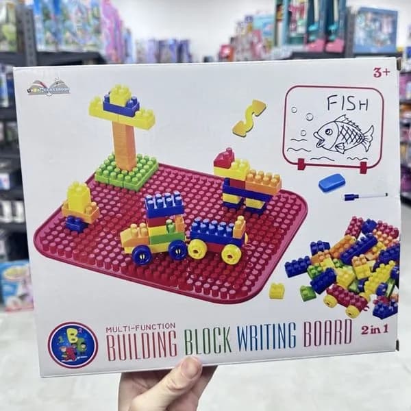 Tablica do pisania z klockami 2w1 PK12796 - zestaw z markerem