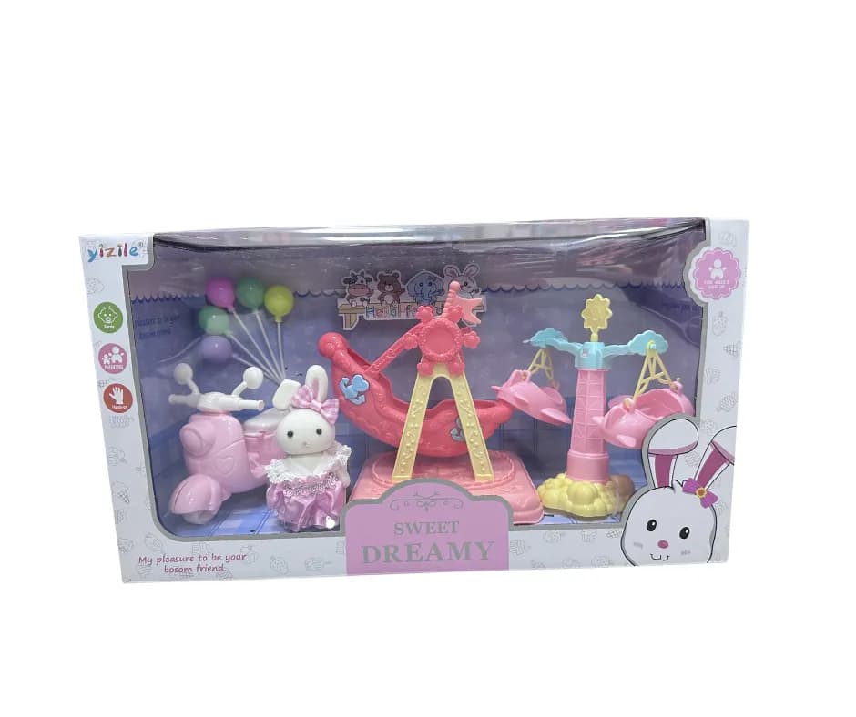 Zestaw lalek Sweet Dreamy z figurką króliczka i skuterem, Yizile