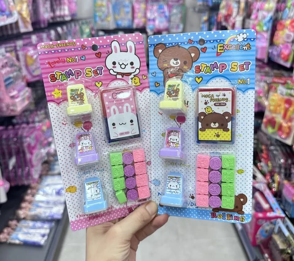 Zestaw stempli z króliczkiem i misiem Moca Friends, 12 szt.