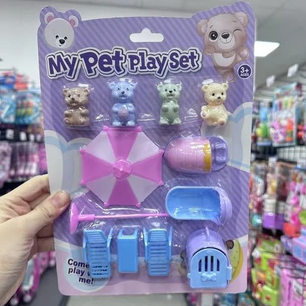 Zestaw zabawek My Pet Play Set - 4 misie i akcesoria, mini figurki