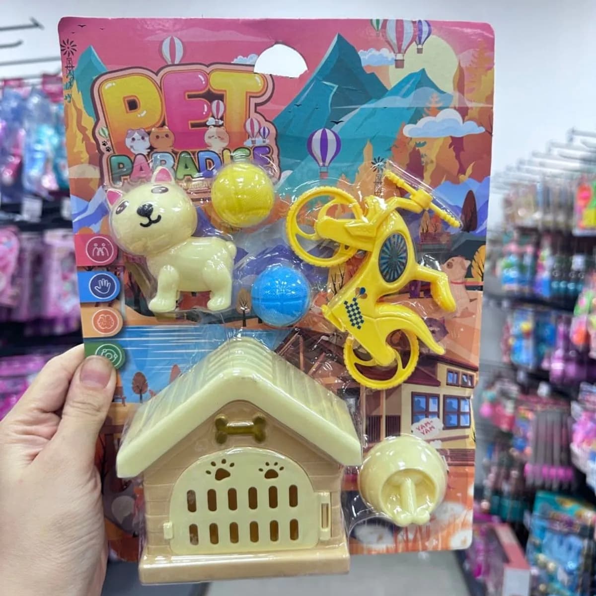 Zestaw zabawek Pet Paradise z pieskiem, domkiem i rowerem