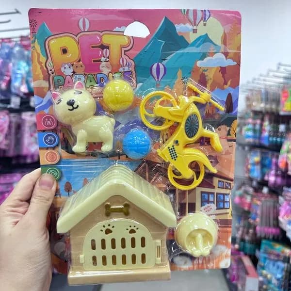 Zestaw zabawek Pet Paradise z pieskiem, domkiem i rowerem