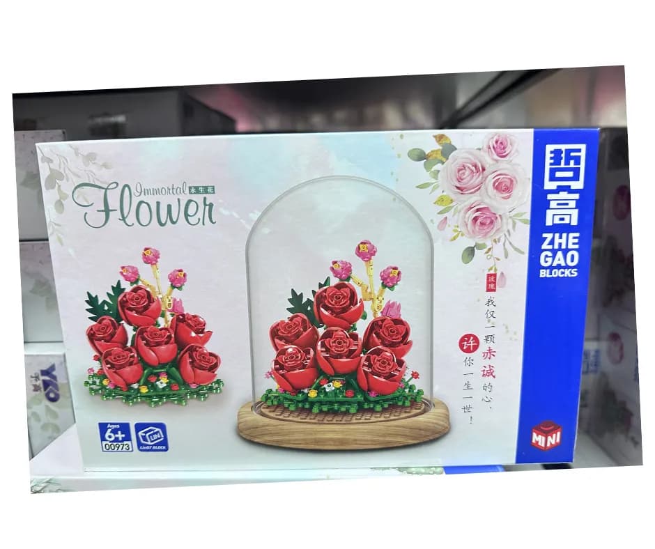Klocki Konstrukcyjne Róże w Kopule ZHEGAO BLOCKS Immortal Flower