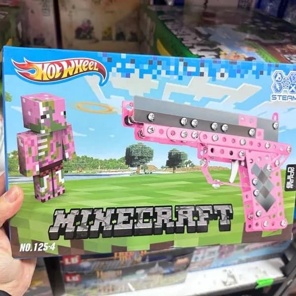 Zestaw konstrukcyjny pistolet Minecraft Hot Wheels PK12864 różowy