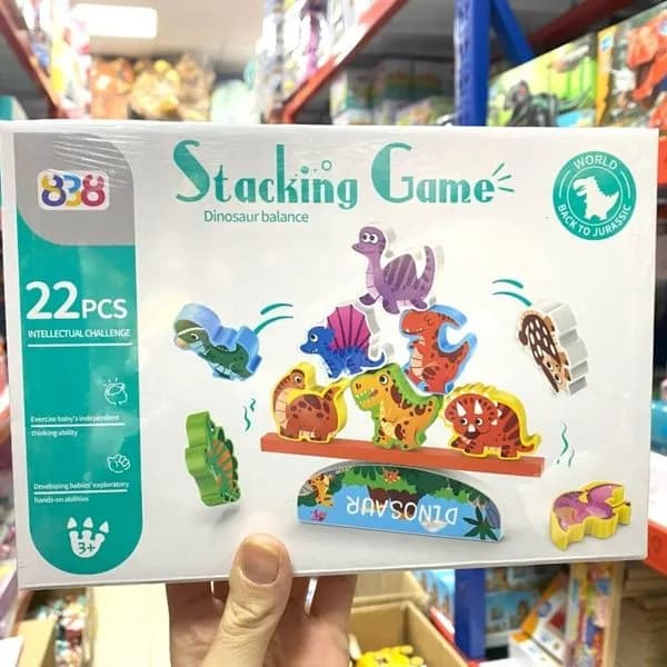 Gra zręcznościowa Stacking Game Dinosau 22 el. Drewniany balans