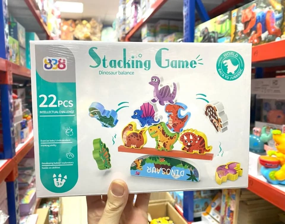 Gra zręcznościowa Stacking Game Dinosau 22 el. Drewniany balans