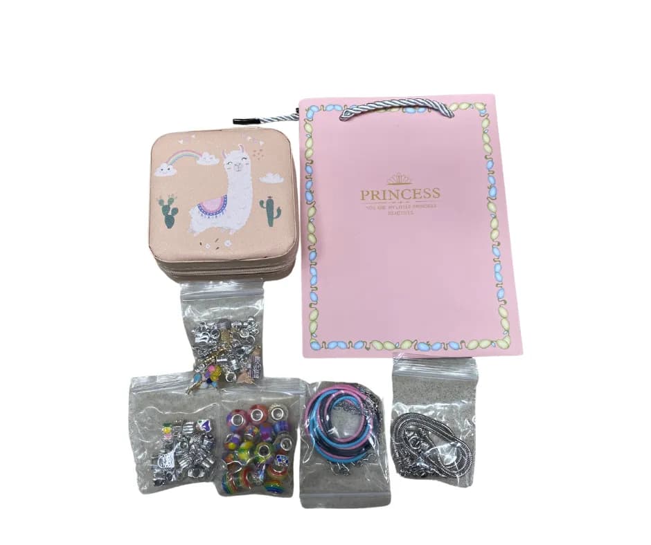 Zestaw do tworzenia biżuterii z zawieszkami, pudełko lama i torebka