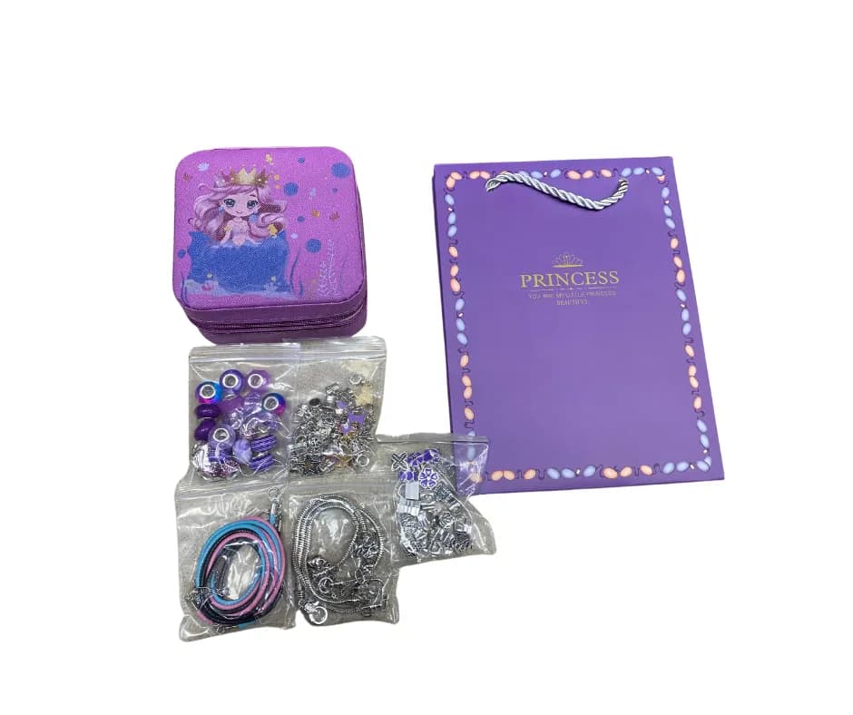 Zestaw do tworzenia biżuterii dla dzieci - księżniczka, kuferek, torba