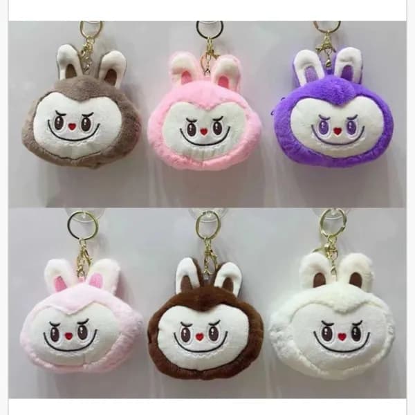 Brelok pluszowy królik z zabawną miną, mix kolorów, 12 szt.