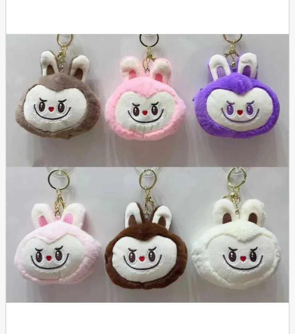 Brelok pluszowy królik z zabawną miną, mix kolorów, 12 szt.