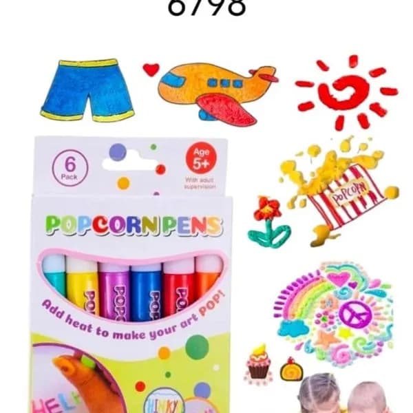 Zestaw markerów Popcorn Pens 6 sztuk - efekt 3D po podgrzaniu