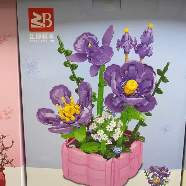 Klocki Kwiaty Flower Studio Fioletowe Violet w Różowej Doniczce