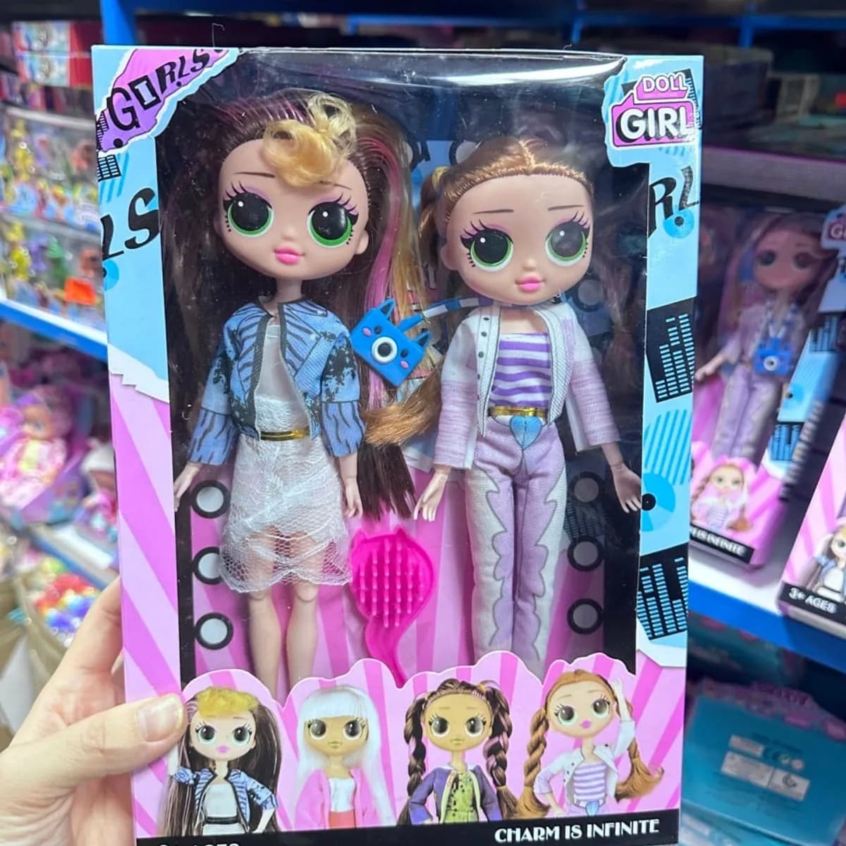 Zestaw 2 lalek Doll Girl z akcesoriami i szczotką