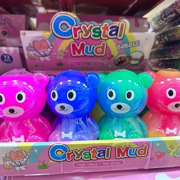 Zabawka Crystal Mud - glutek w kształcie misia, zestaw 4 kolorów