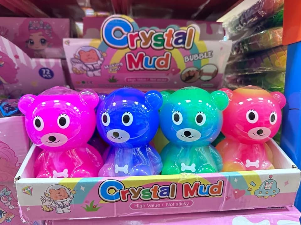 Zabawka Crystal Mud - glutek w kształcie misia, zestaw 4 kolorów