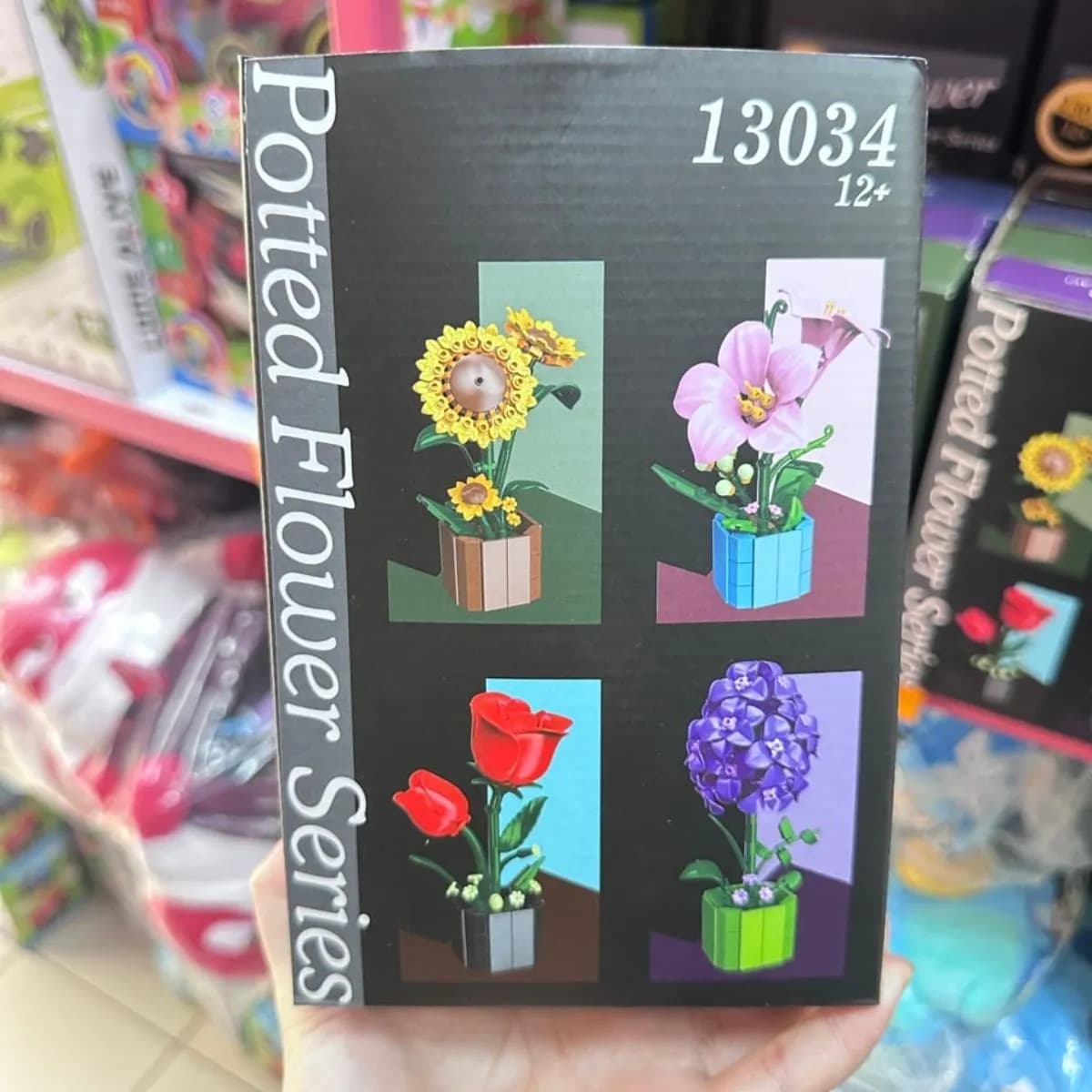 Klocki Kwiaty w Doniczkach Lilak Lilia Słonecznik Róża MJ 12+ 8szt