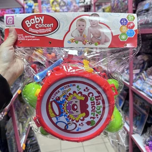 Zestaw instrumentów Baby Concert bębenek i marakasy dla niemowląt