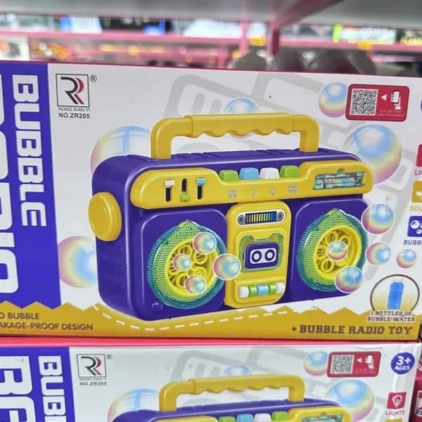 Zabawka Bubble Radio na Baterie, Światło i Dźwięk, Retro Fioletowe