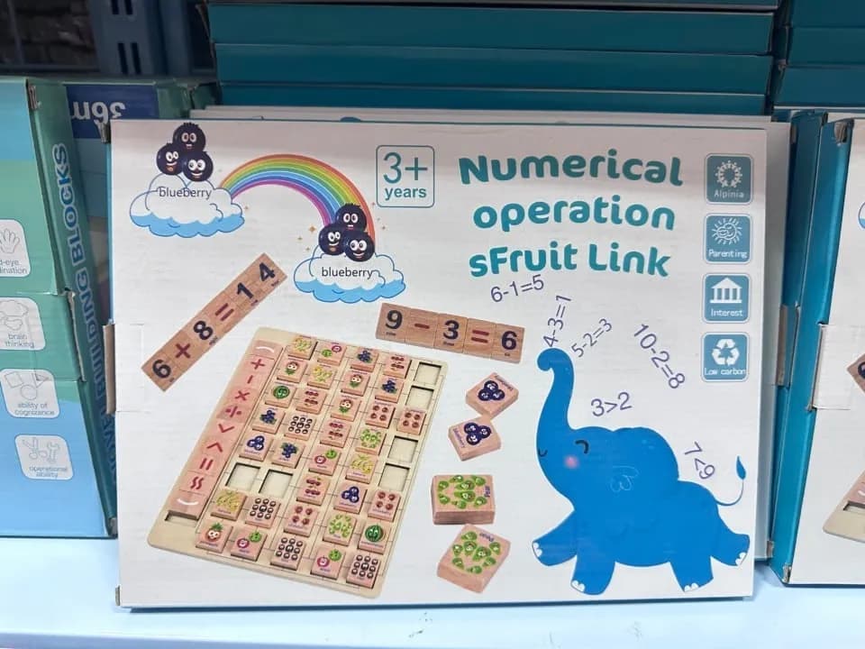 Drewniana zabawka edukacyjna Numerical Operation Fruit Link 3+