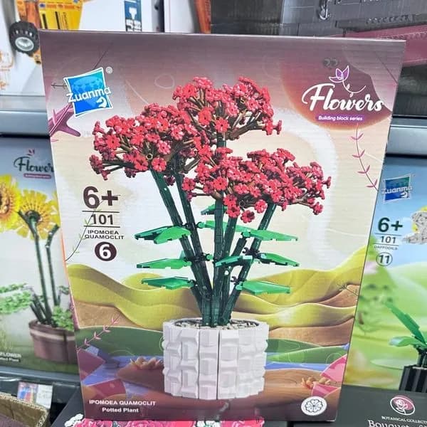 Klocki Kwiaty Ipomoea Quamoclit 101 el. Zuanma Czerwone w Doniczce