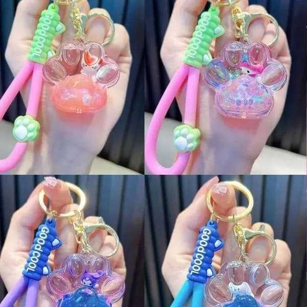 Brelok do kluczy łapka z kotkiem i brokatem, pasek GOOD COOL