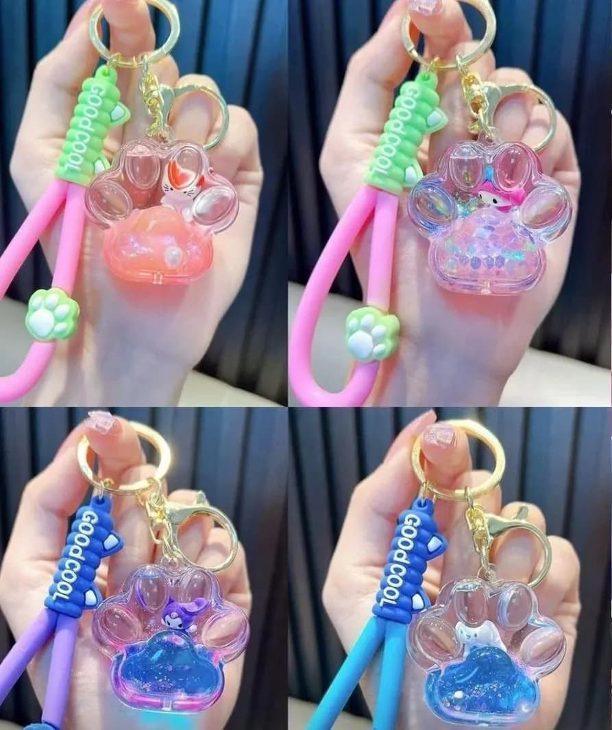 Brelok do kluczy łapka z kotkiem i brokatem, pasek GOOD COOL