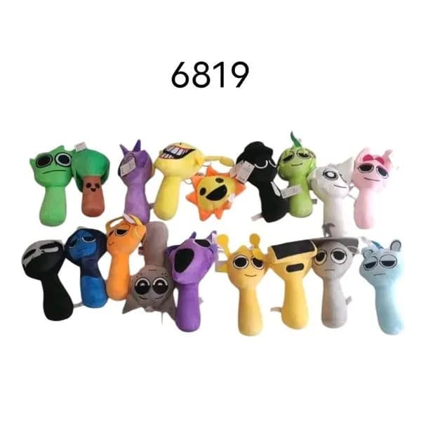 Maskotki Pluszowe Sprunki - Mix Kolorowych Postaci, 18 szt.