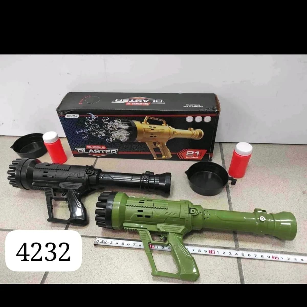 Pistolet na bańki Bubble Blaster 21 otworów, bazooka 33cm, zestaw