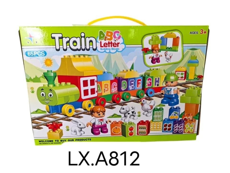 Klocki budowlane Train ABC Letter 65 elementów, pociąg edukacyjny