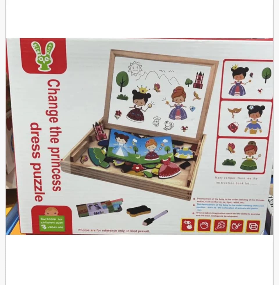 Zabawka magnetyczna księżniczka zmiana stroju puzzle drewniane