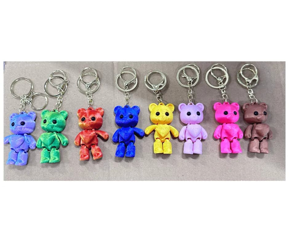 Brelok do kluczy misie 7 kolorów PK13167 ruchome kończyny serce