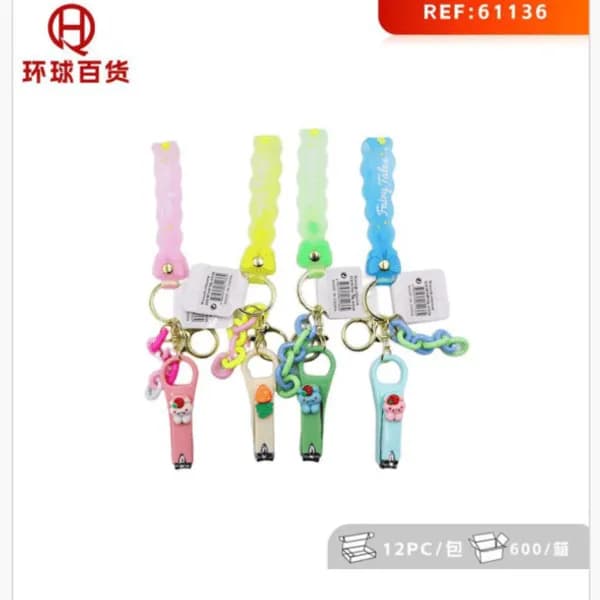 Brelok do kluczy z obcinaczem, zestaw 4 szt. z silikonowym paskiem