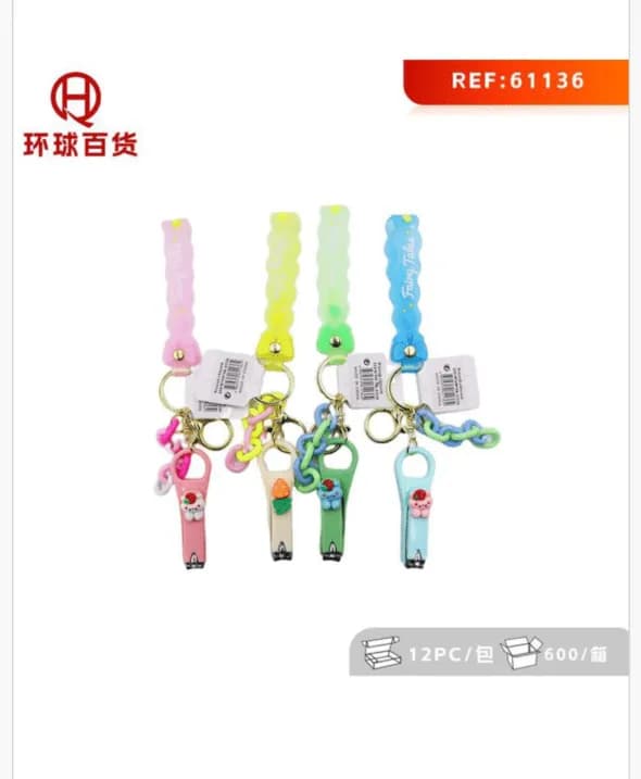 Brelok do kluczy z obcinaczem, zestaw 4 szt. z silikonowym paskiem