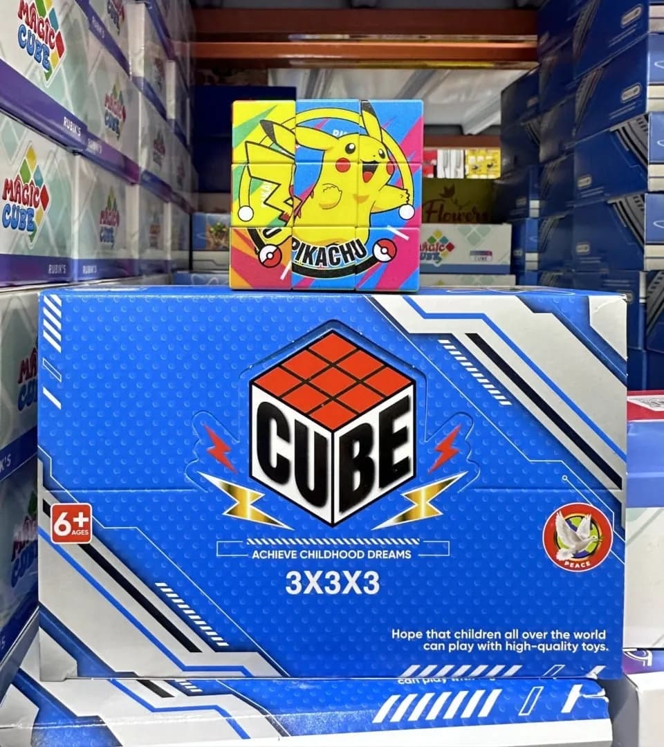 Kostka Rubika 3x3x3 z motywem Pikachu, kolorowa układanka logiczna