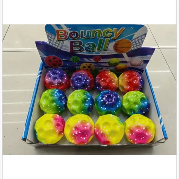 Piłeczki Bouncy Ball tęczowe z wypustkami PK13219 24szt