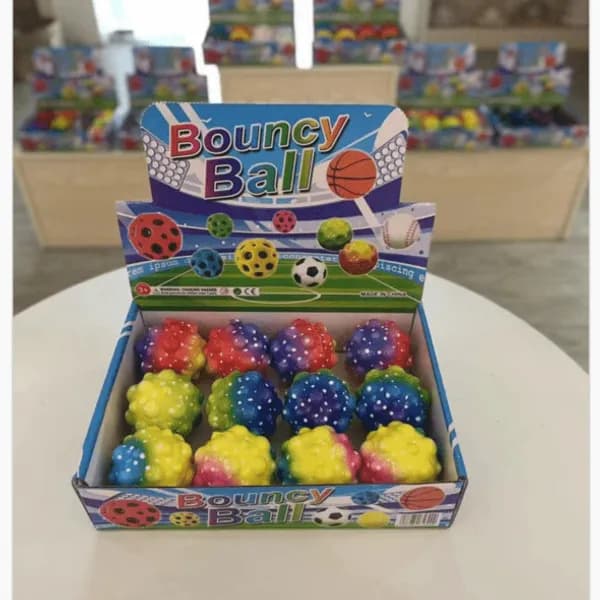 Piłka Bouncy Ball z wypustkami, mix kolorów, gumowa 24 szt.