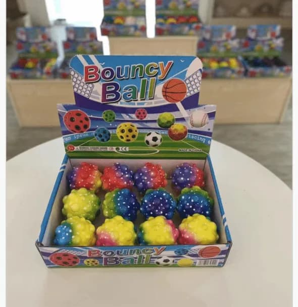 Piłka Bouncy Ball z wypustkami, mix kolorów, gumowa 24 szt.