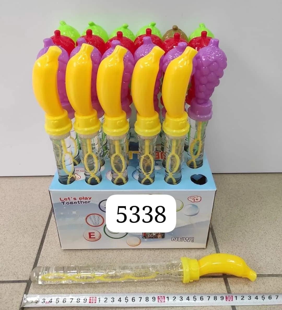 Maszynka do baniek mydlanych kształt banana 35cm - 24 szt.