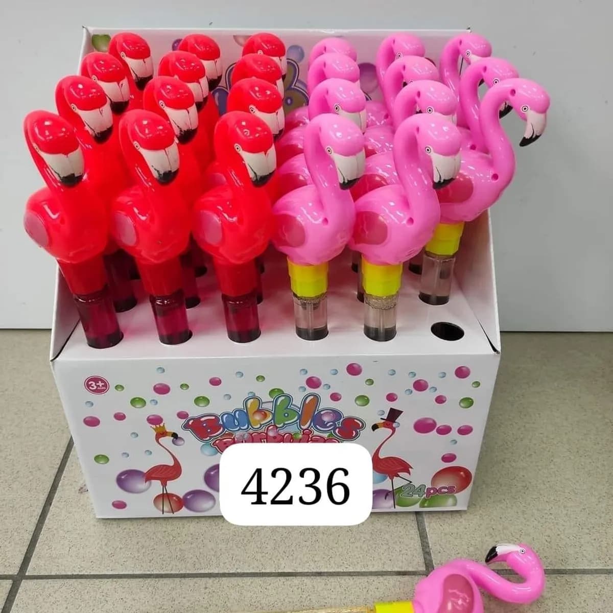 Zabawka do puszczania baniek "Flamingo" 31cm, display 24 szt.