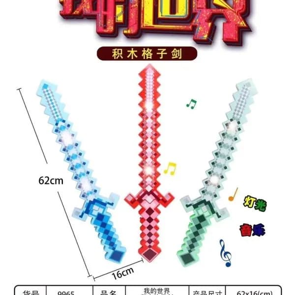 Miecz Minecraft na Baterie Świeci LED