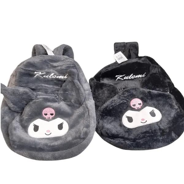 Torebka maskotka Kuromi pluszowa szara/czarna plecak haft Kulomi