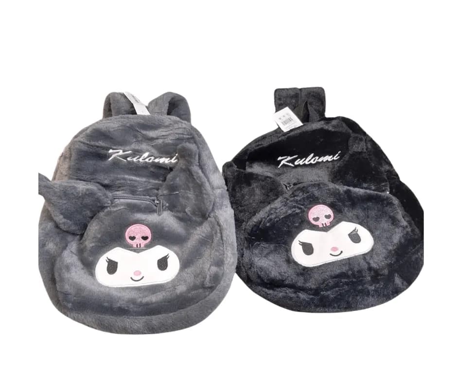 Torebka maskotka Kuromi pluszowa szara/czarna plecak haft Kulomi