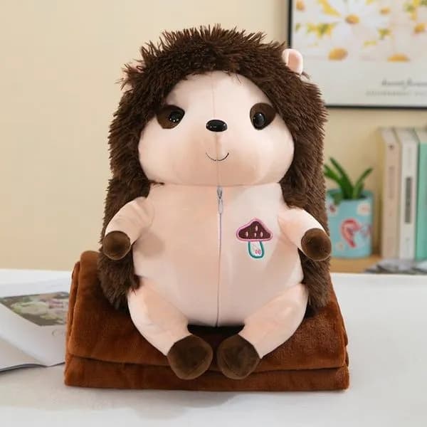 Pluszowy Jeż z Kocykiem PK13280, maskotka 2w1 z haftem grzybka