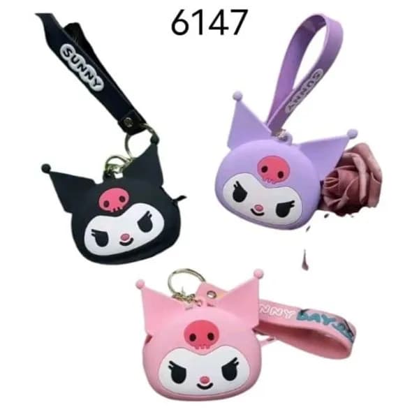 Portfelik brelok Kuromi silikonowy - czarny, różowy, fioletowy