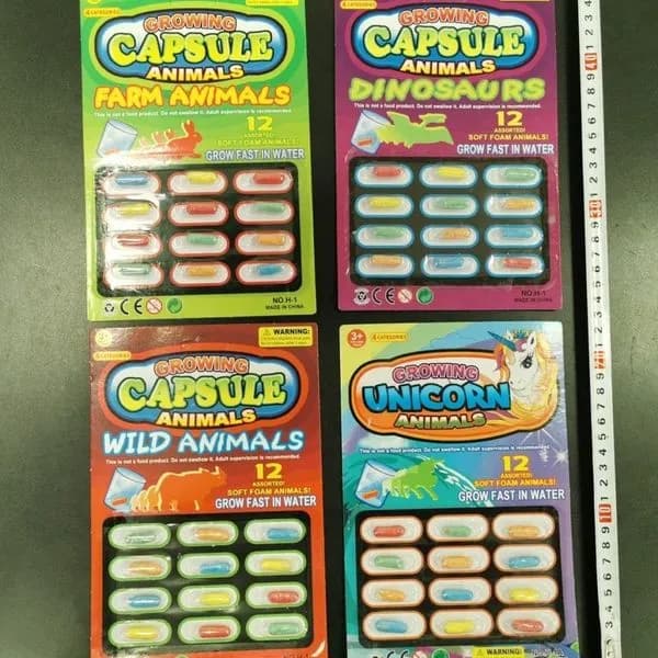 Zabawki Kapsułki Growing Animals - 12 sztuk, rosnące w wodzie