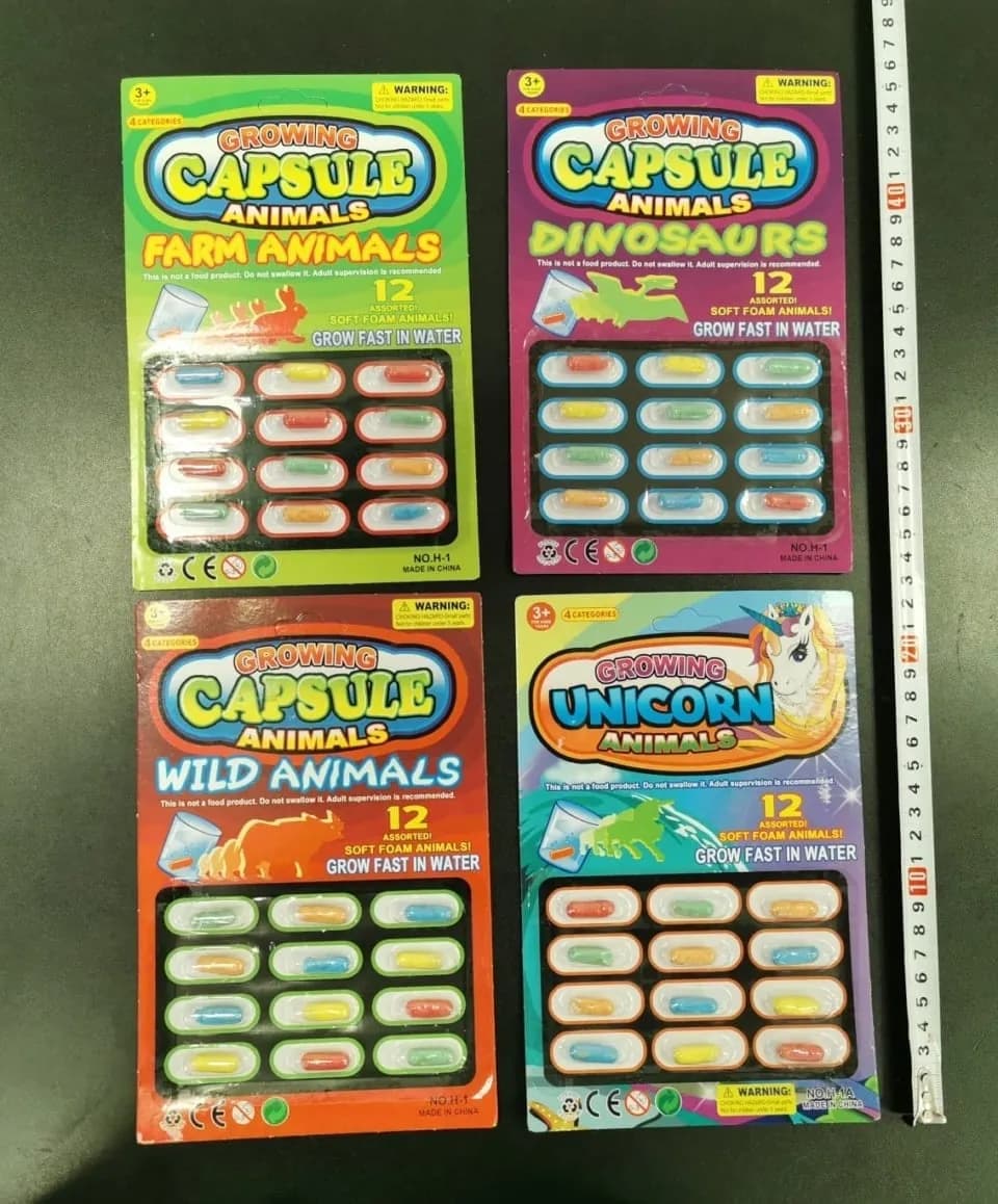 Zabawki Kapsułki Growing Animals - 12 sztuk, rosnące w wodzie