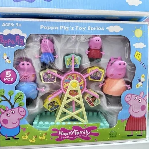 Zestaw zabawek Peppa Pig 5 sztuk z karuzelą i figurkami rodziny