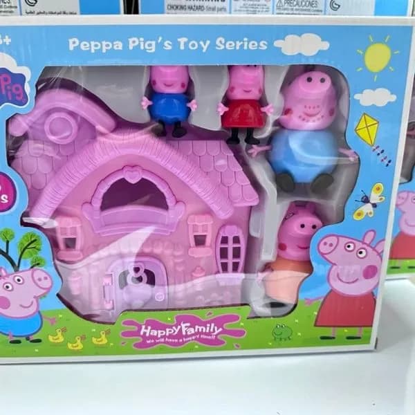 Zestaw zabawek Peppa Pig Happy Family 5 szt. z różowym domkiem