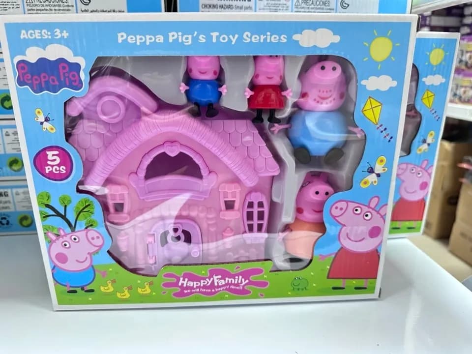 Zestaw zabawek Peppa Pig Happy Family 5 szt. z różowym domkiem